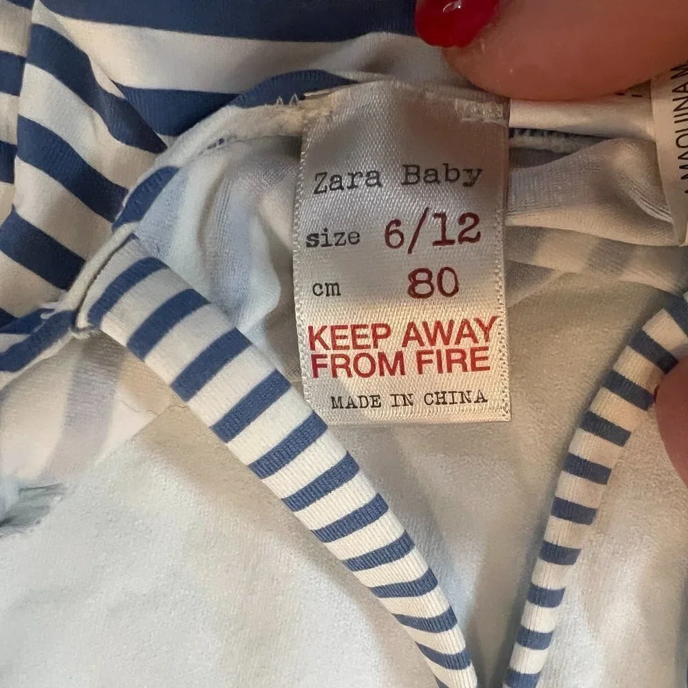 Zara Baby One Piece Swimsuit Blue White Watermelon 6-12 Months
